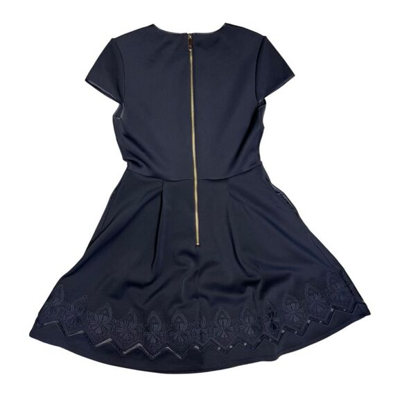 Ted Baker London Cheskka Navy Blue Lace and Mesh Skater Dress Ted Size 4 (US 10) - Picture 11 of 14